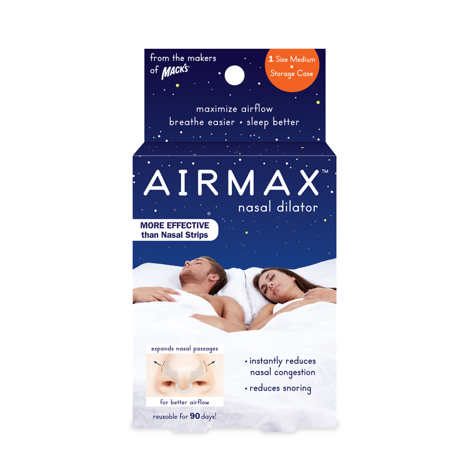 Nasal Dilator Airmax Better Sleep Medium Clear Macks Ear Plugs 2641