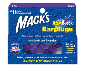 Mack's AquaBlock Swimming Earplugs - Comfortable, Waterproof, Reusable Silicone Ear Plugs for Swimming, Snorkeling, Showering, Surfing, Bathing, and Water Sports - #1 Doctor Recommended