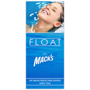 Macks Earplugs Float Brochure, how to keep water out of your ears with silicone waterproof ear plugs